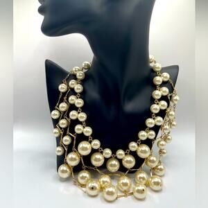 Bella Jack faux pearl cascading bib necklace